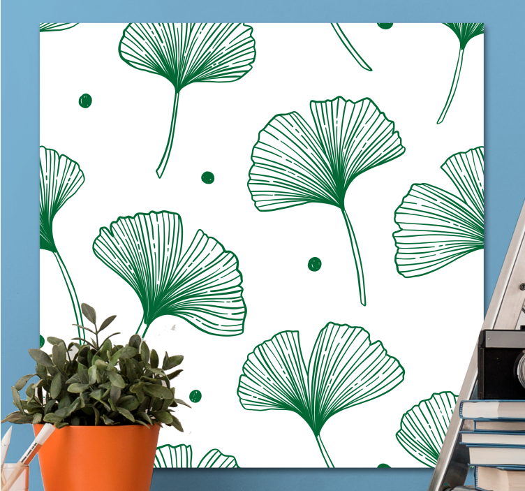 Canvas schilderij bloemen en planten ginkgo blad illustratie - TenStickers