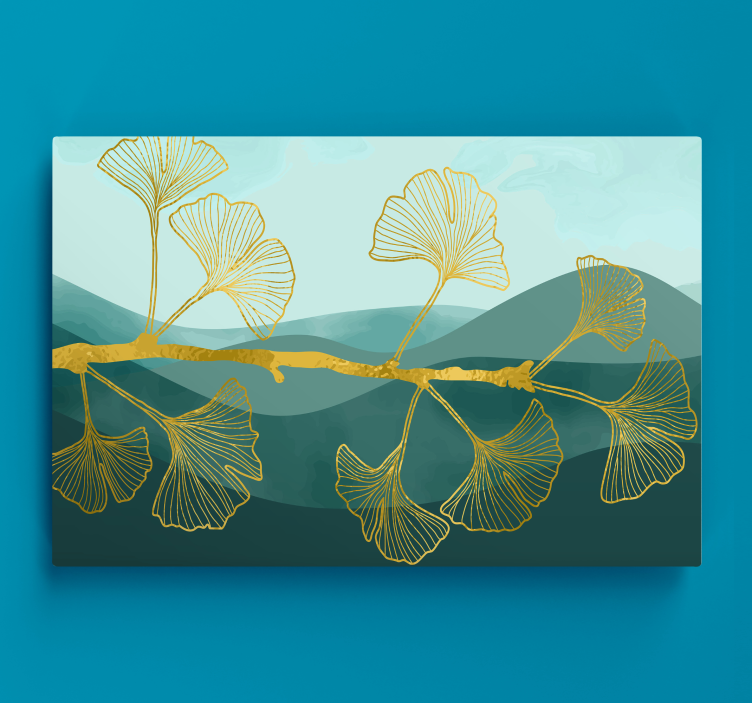 Canvas schilderij bloemen en planten ginkgo blad reflectie - TenStickers