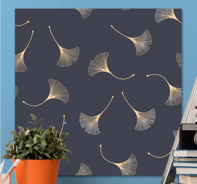 Canvas schilderij bloemen en planten ginkgo bladeren patroon - TenStickers