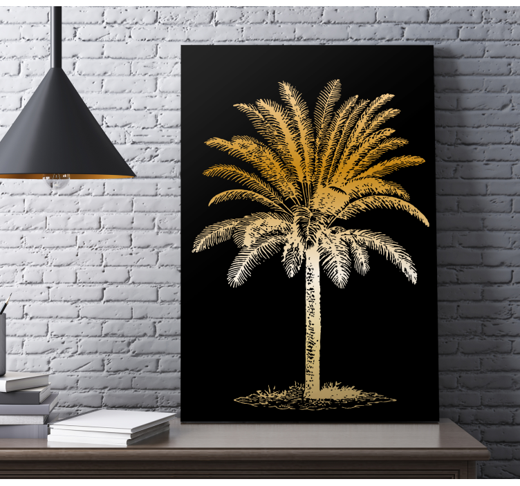 Canvas schilderij bloemen en planten gouden palmboom - TenStickers