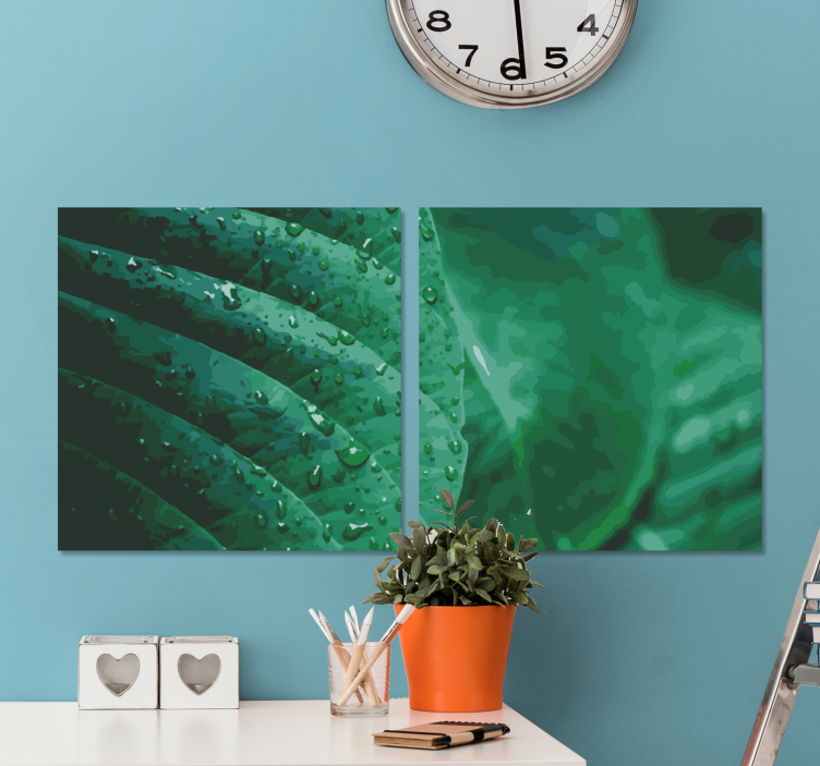 Canvas schilderij bloemen en planten groene bladeren - TenStickers