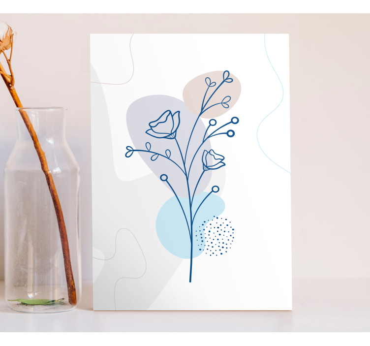 Canvas schilderij bloemen en planten lijntekening - TenStickers