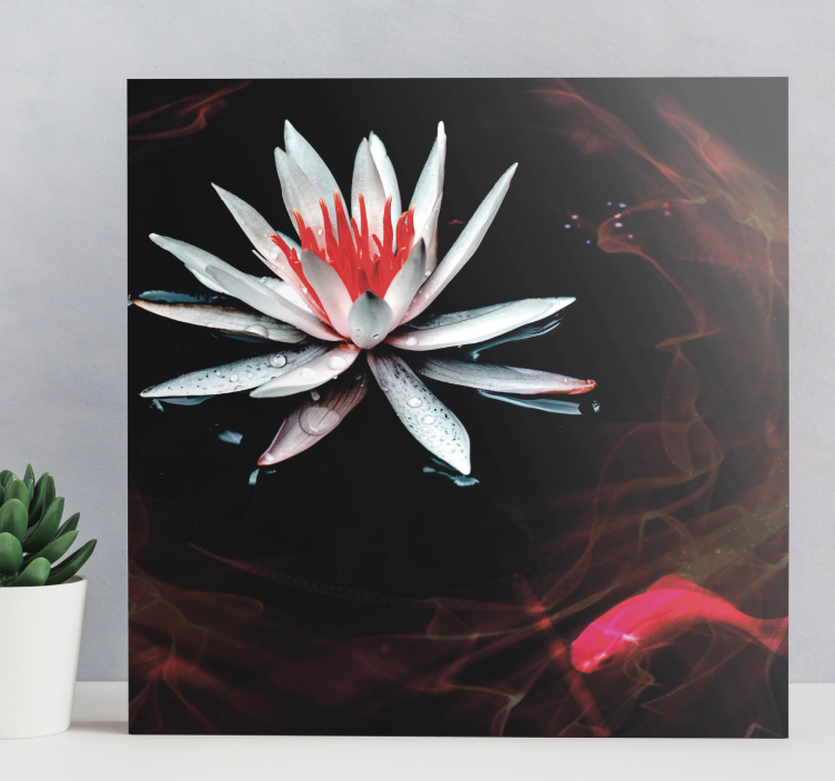 Canvas schilderij bloemen en planten lotus op water - TenStickers