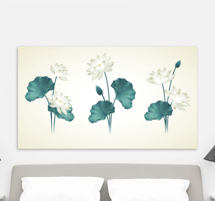 Canvas schilderij bloemen en planten lotusbloem compositie - TenStickers