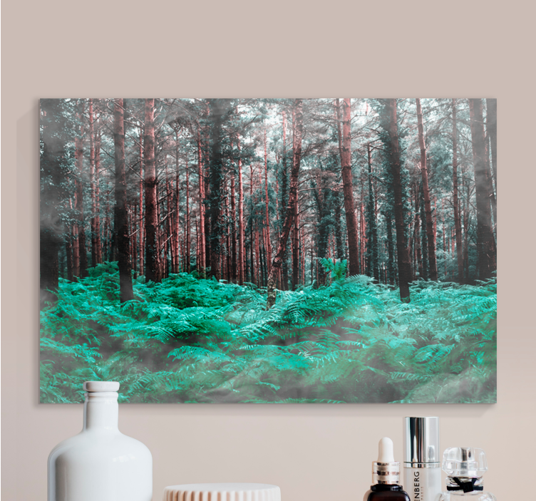Canvas schilderij bloemen en planten lush groene varens - TenStickers
