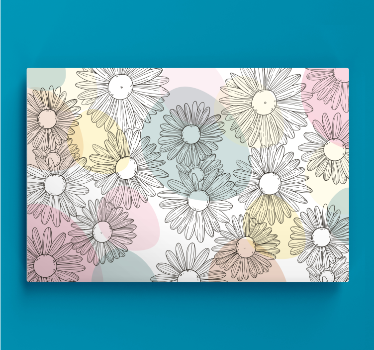 Canvas schilderij bloemen en planten madeliefjespatroon - TenStickers