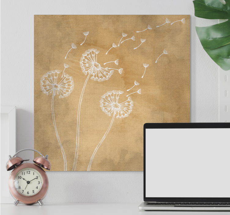 Canvas schilderij bloemen en planten paardenbloemzaad flow - TenStickers