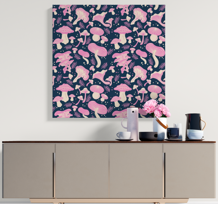 Canvas schilderij bloemen en planten paddenstoel illustratie - TenStickers