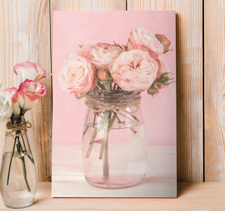 Canvas schilderij bloemen en planten rozenboeket pink - TenStickers