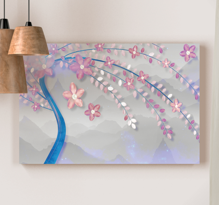 Canvas schilderij bloemen en planten sakura bloesem tak - TenStickers