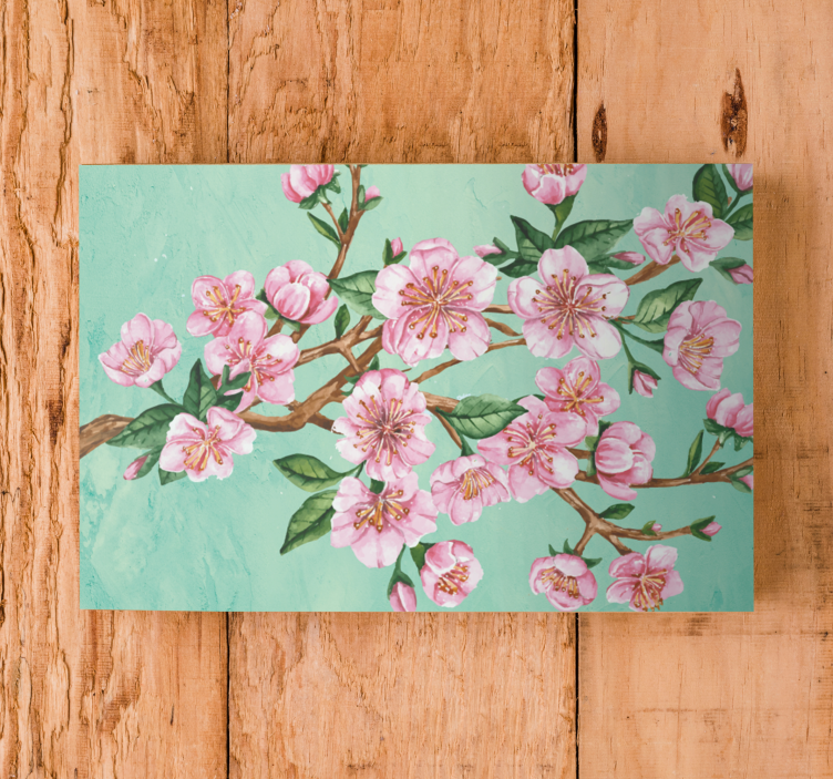 Canvas schilderij bloemen en planten sakura tak - TenStickers