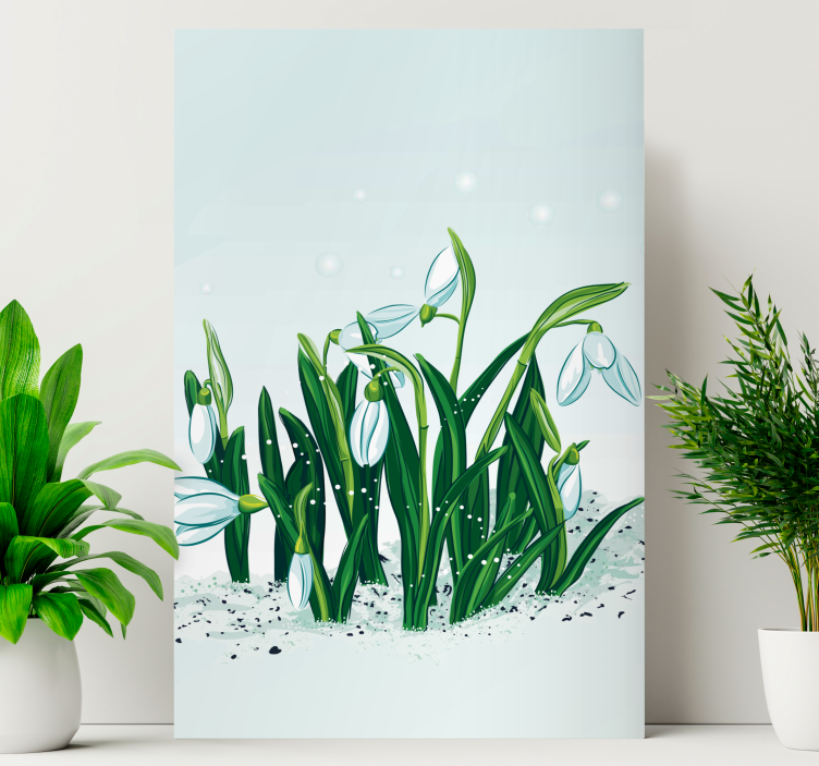 Canvas schilderij bloemen en planten sneeuwklokjes - TenStickers