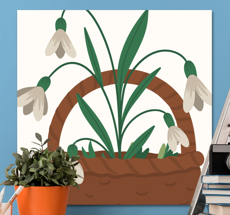 Canvas schilderij bloemen en planten sneeuwklokjesmand - TenStickers