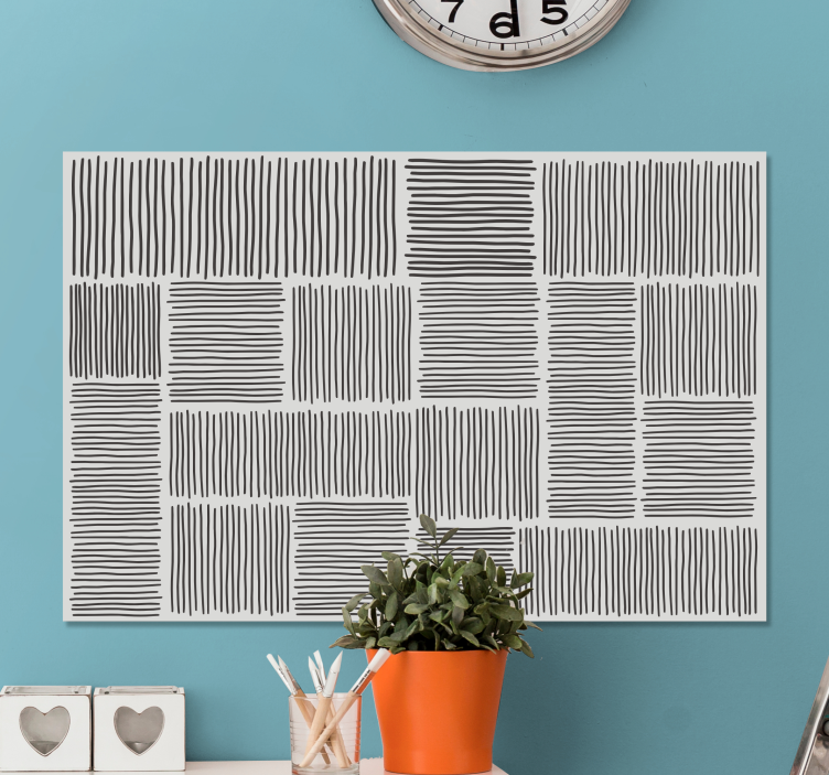 Canvas schilderij boeddha met gestructureerde zwarte lijnen - TenStickers