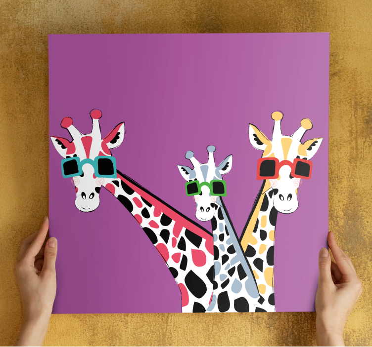 Canvas schilderij dieren giraffen in zonnebril - TenStickers