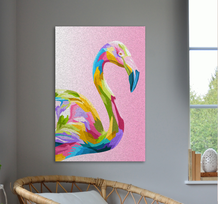 Canvas schilderij dieren kleurrijk flamingo profiel - TenStickers