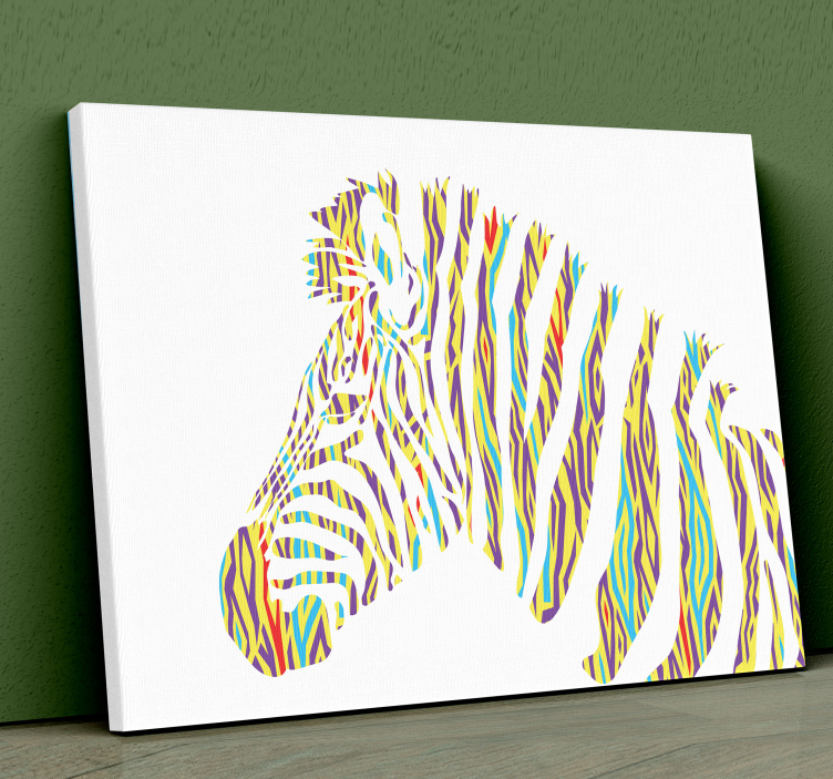 Canvas schilderij dieren kleurrijk zebra hoofd - TenStickers