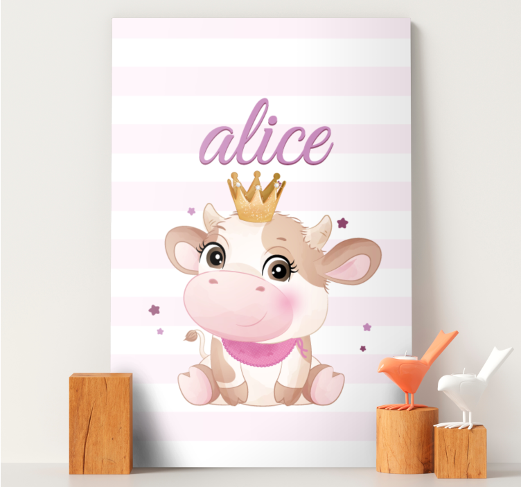 Canvas schilderij dieren schattige koe prinses - TenStickers