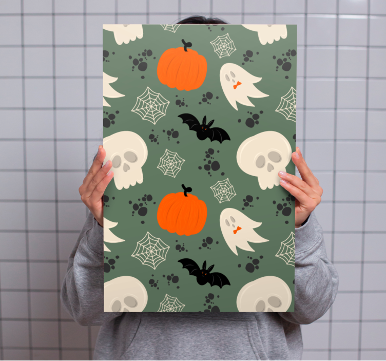 Canvas schilderij dinosaurus halloween thema elementen - TenStickers