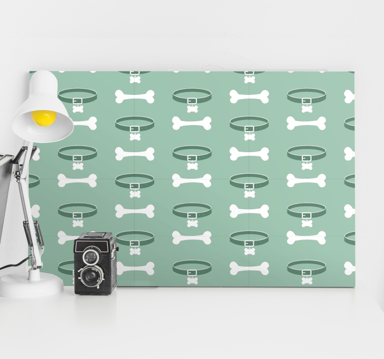 Canvas schilderij hond bot- en halsbandpatroon - TenStickers
