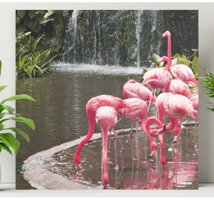 Canvas schilderij hond flamingo vlok pool - TenStickers