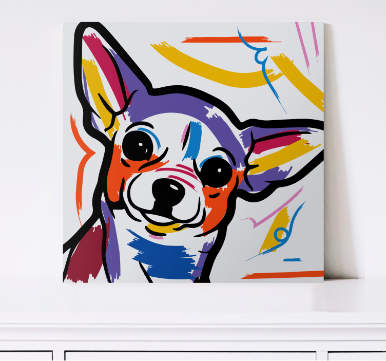Canvas schilderij hond kleurrijke hondenkunst - TenStickers