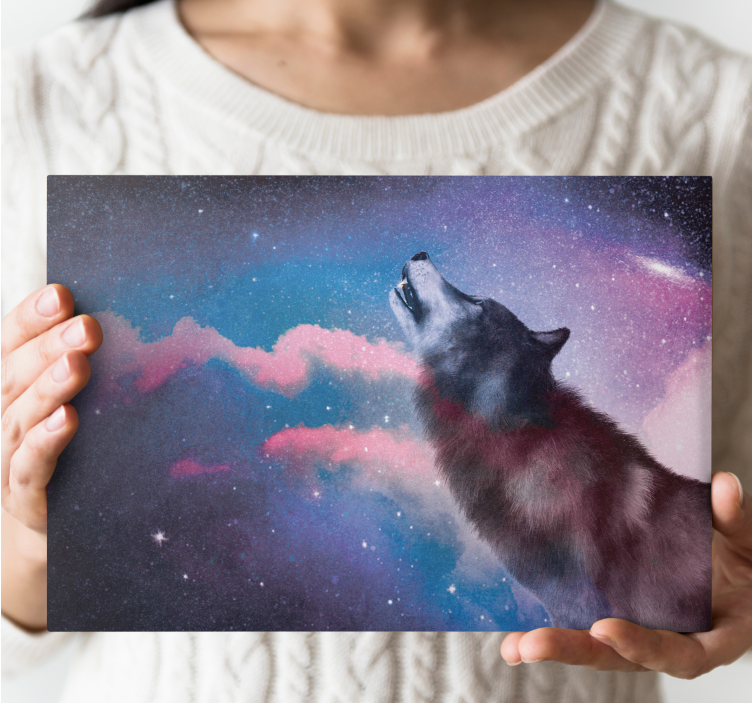 Canvas schilderij hond majestueuze wolf huilend - TenStickers
