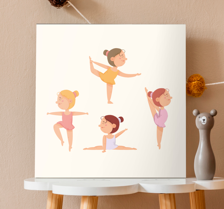 Canvas schilderij kinderen dansende ballerina's - TenStickers