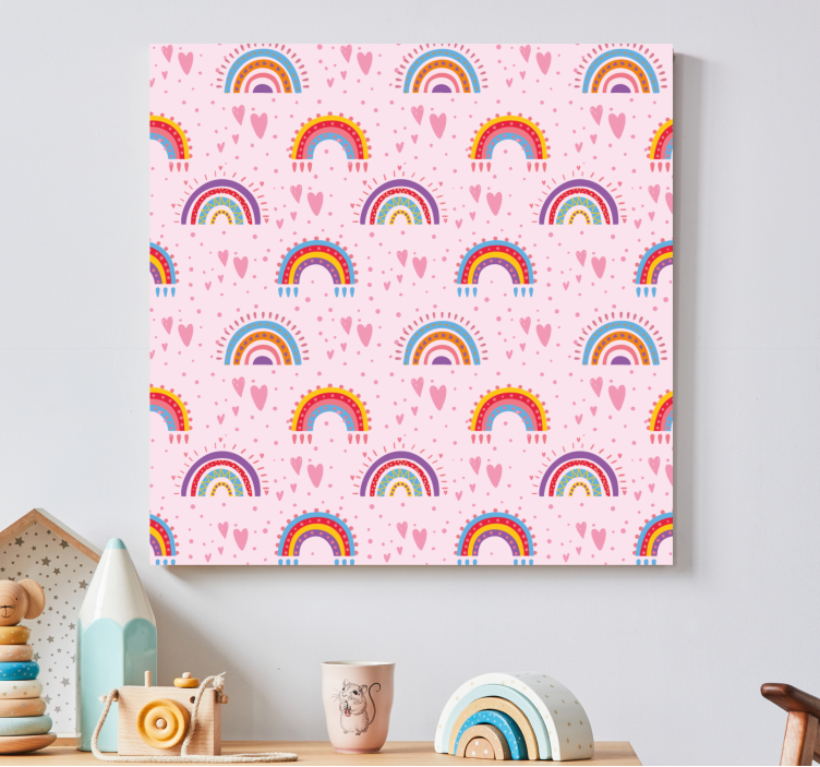 Canvas schilderij kinderen in levendig regenboogmotief - TenStickers