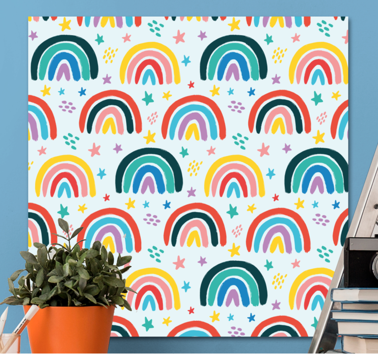 Canvas schilderij kinderen kleurrijk regenboogpatroon - TenStickers