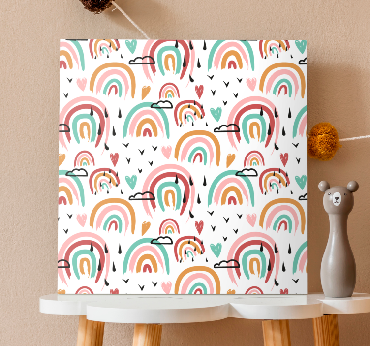 Canvas schilderij kinderen speelse regenboogpatroon - TenStickers