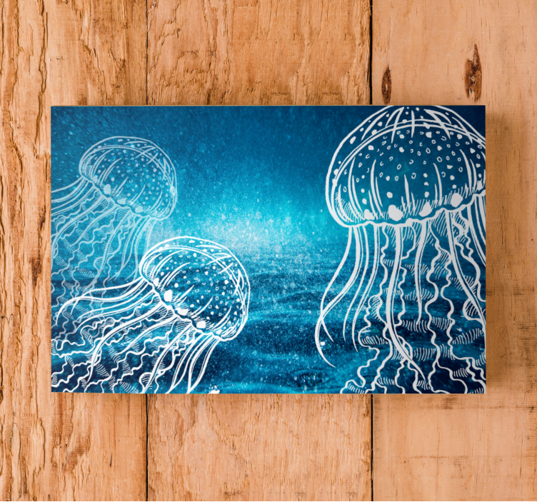 Canvas schilderij marine medusa oceaanleven - TenStickers