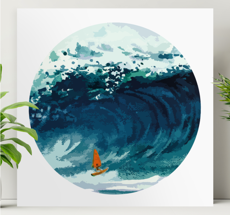Canvas schilderij marine surfer op golf - TenStickers