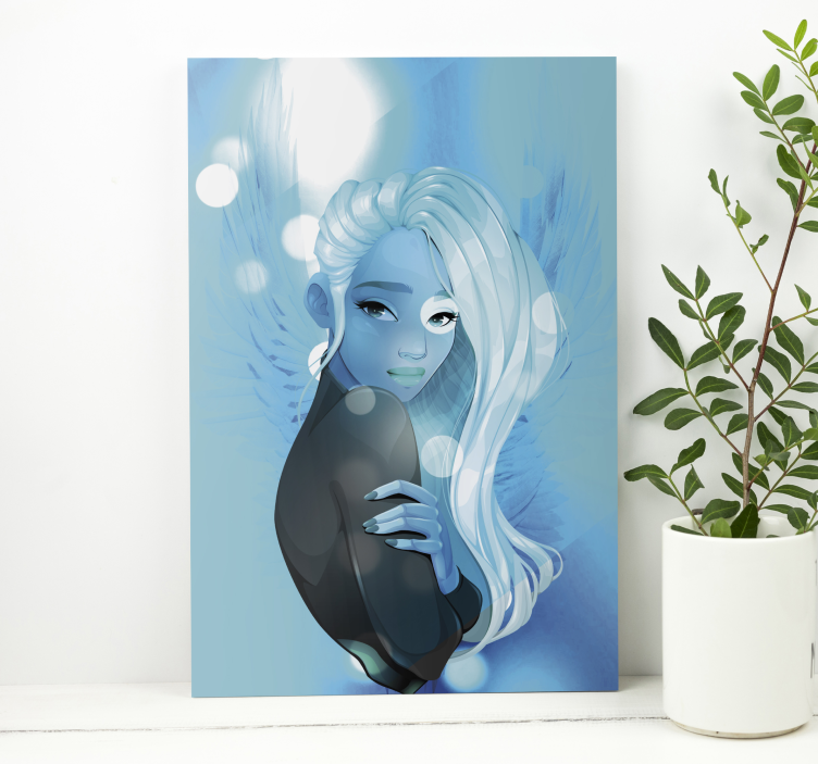 Canvas schilderij mensen en karakters blauwe haar figuur - TenStickers