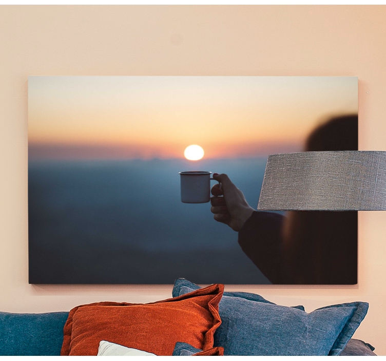 Canvas schilderij mensen en karakters hand met mok - TenStickers