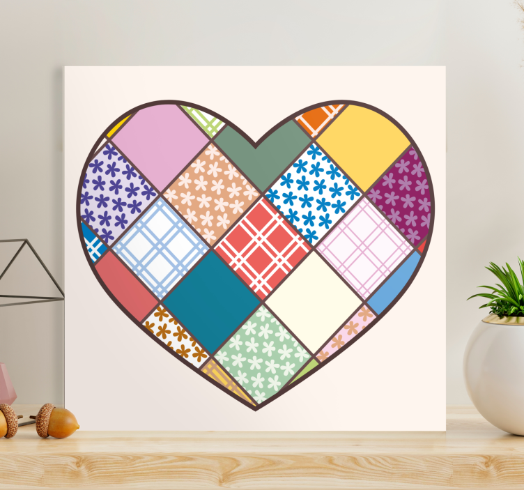Canvas schilderij motivatie hart patchwork design - TenStickers