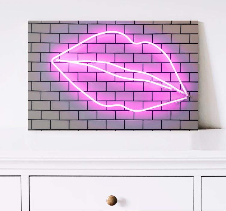 Canvas schilderij motivatie kiss neon sign - TenStickers