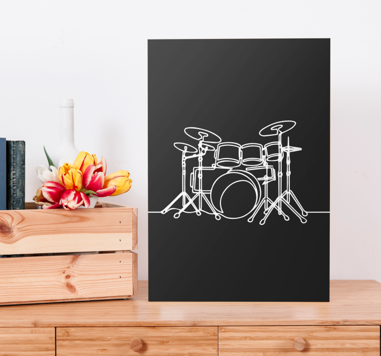 Canvas schilderij muziek drumstel omtrek - TenStickers