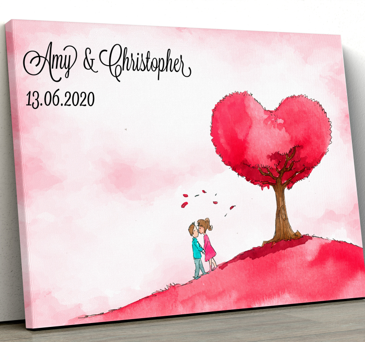 Canvas schilderij rustiek hartboom liefde - TenStickers