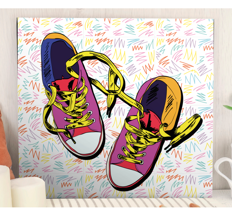 Canvas schilderij superhelden kleurrijk sneakerdesign - TenStickers