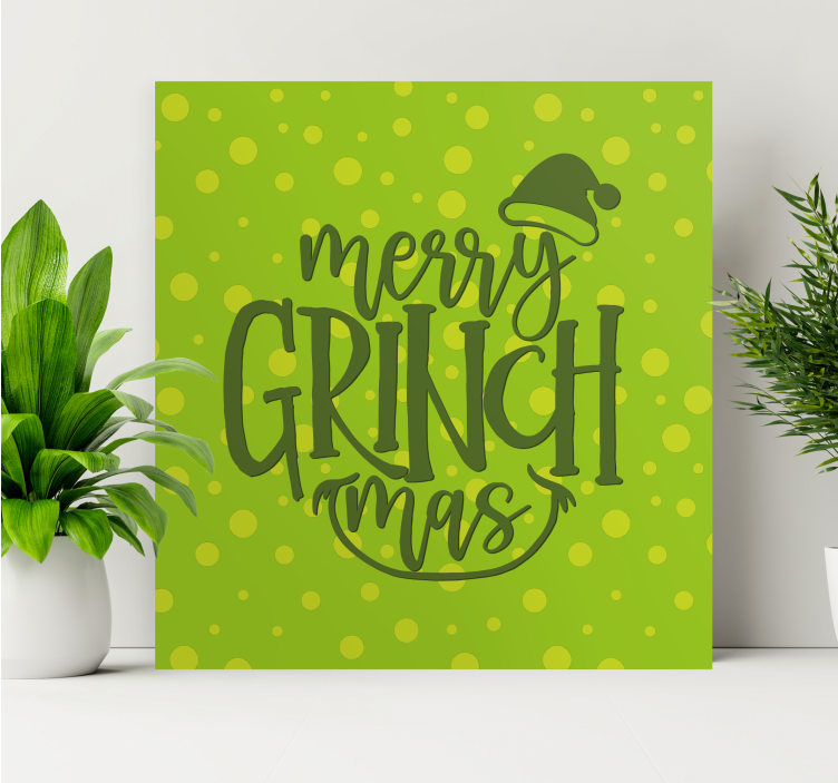 Canvas schilderij tekst merry grinchmas groet - TenStickers