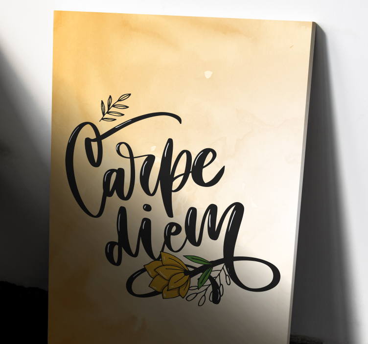 Canvas schilderij tekst pluk de dag bloemrijk - TenStickers