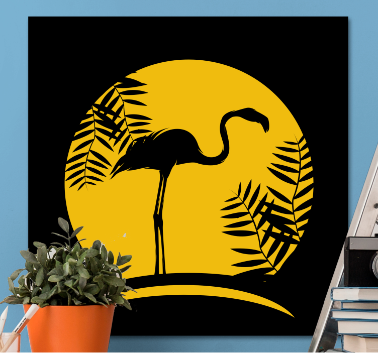 Canvas schilderij vogels elegante flamingo silhouet - TenStickers