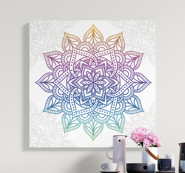 Canvas schilderij zen gedetailleerde botanische mandala - TenStickers