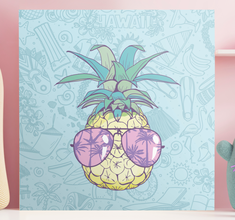 Canvas stilleven en fruit ananas met zonnebril - TenStickers