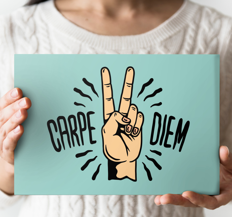 Carpe diem handgebaar Canvas schilderij tekst - TenStickers