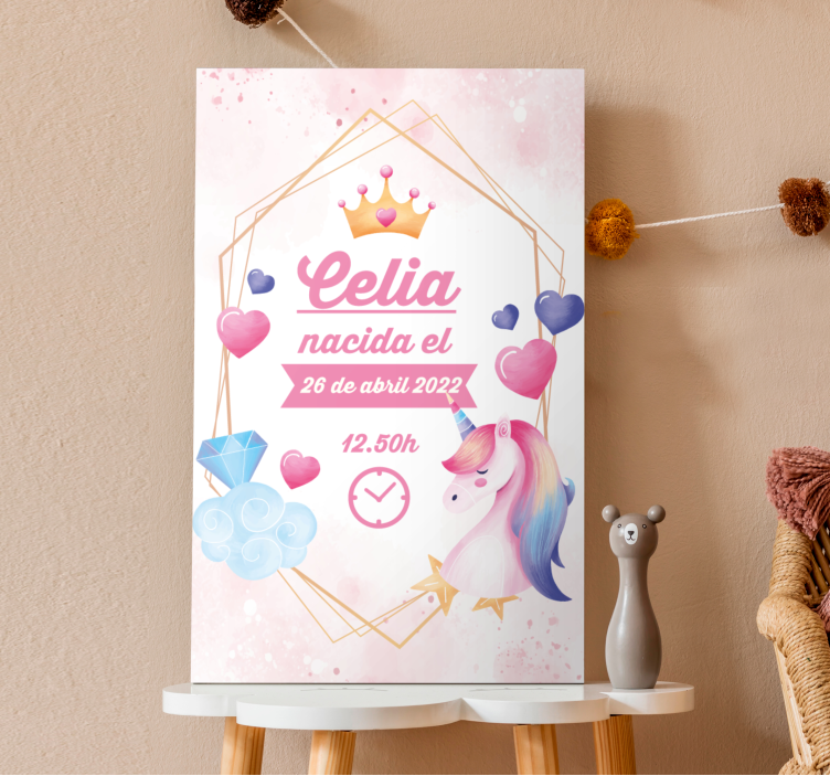 Celia's magische moment Canvas schilderij eenhoorn - TenStickers