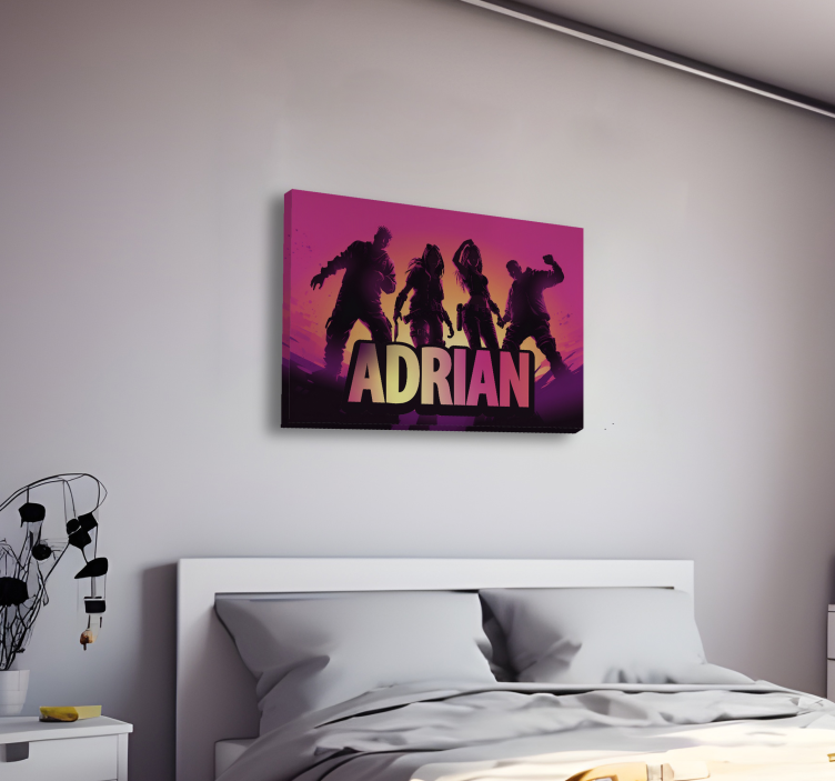 Dansende karakters videogame canvas met naam - TenStickers