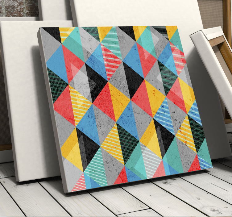 Dynamisch ruitpatroon Geometrische canvas schilderij - TenStickers