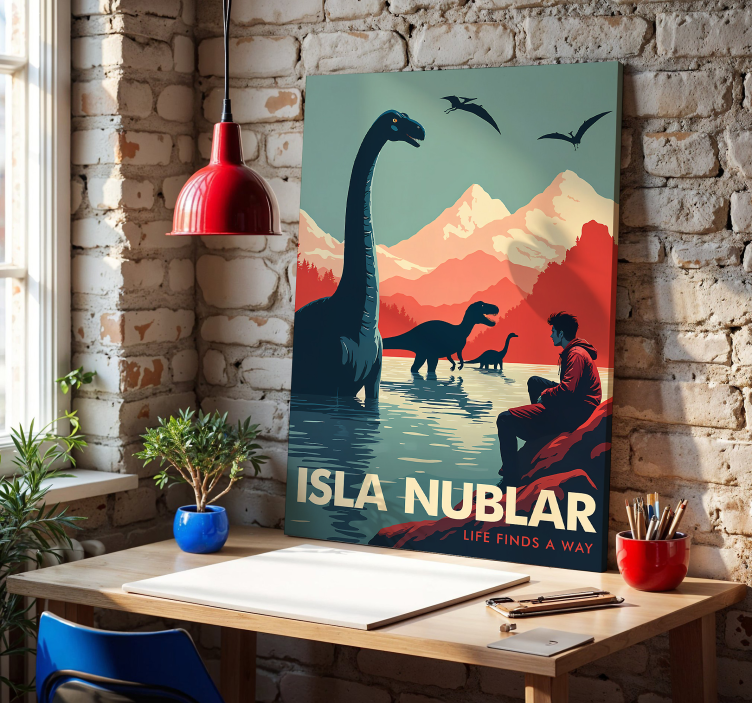 Eiland nublar Canvas schilderij dinosaurus - TenStickers